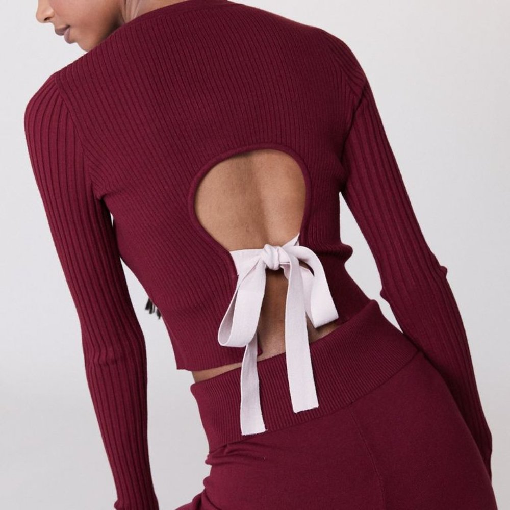 Live the Process Crop Open Back Knit - red